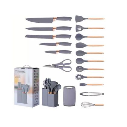 Imagem de Conjunto Utensílios Silicone c/ Facas e Tabua de Cortar 19Pç