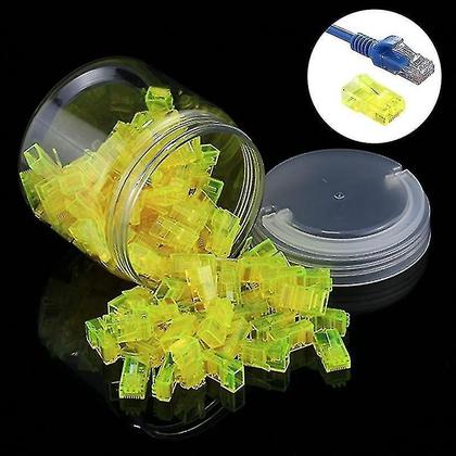 Imagem de Conjuntos de acessórios de computador 100pcs anpwoo amp01 rj45 conector modular plug amarelo