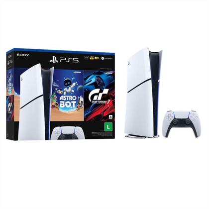 Imagem de Console Sony Playstation 5 Slin, Edicao Digital, SSD 1TB, 1 Controle Sem Fio Dual Sense Branco, Dois