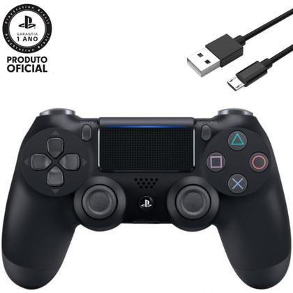 Imagem de Controle PS 4 Dualshock 4 Original Sony Preto Onix Black Lacrado + Cabo