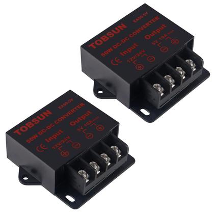 Imagem de Conversor Dweii DWEII, pacote com 2 unidades, 12V/24V para 5V 10A 50W