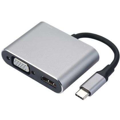 Imagem de Conversor multifuncional 4 em1 Tipo-C até4K HD+VGA+USB3.0+PD