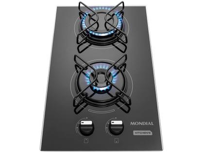 Imagem de Cooktop 2 Bocas a Gás GLP Mondial Preto Acendimento Automático Portátil CTG-04