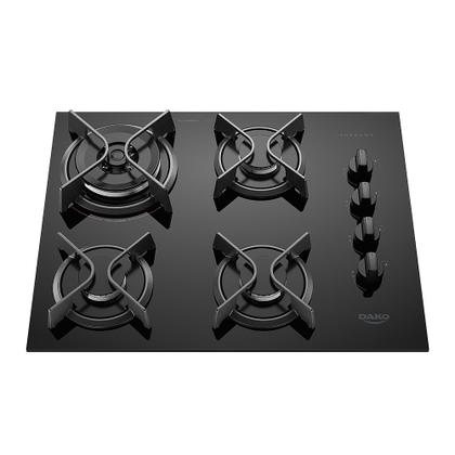 Imagem de Cooktop 4 Bocas a Gás Dako Supreme com Queimador Tripla Chama e Mesa de Vidro Temperado Preto Bivolt