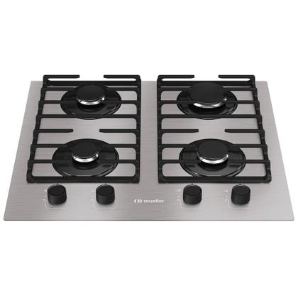Imagem de Cooktop Mueller 4 Bocas de Alumínio 59cm com Grade Dupla MCG4BL Bivolt