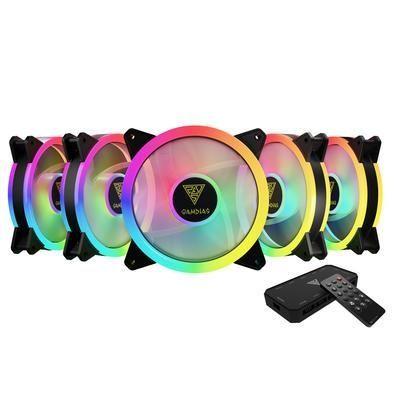 Imagem de Cooler Fan Gamdias Aeolus ARGB 120mm Kit 5 Fans Com Controladora Controle Remoto M2-1205R