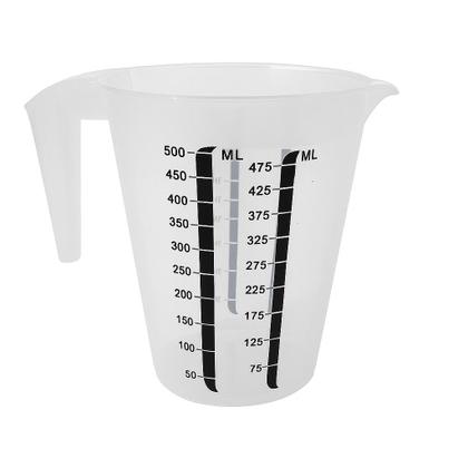 Imagem de Copo Medidor Graduado 500ml Com Alça Bico Dosador Jarra Transparente Plástico Receitas Cozinha