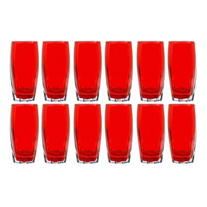 Imagem de Copos de Vidro Jogo com 12 Florence 370ml Vermelho Luxo