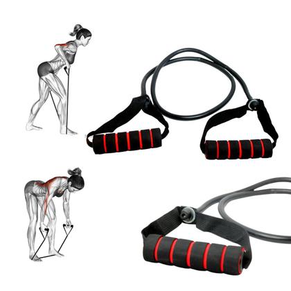 Imagem de Corda elástica de treino muscular preta 1,20m com puxadores