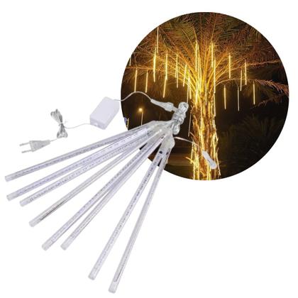 Imagem de Cordão Chuva de Meteoro 8 Tubos 48cm 240 Leds Branco Quente 2 Metros - Wincy Natal