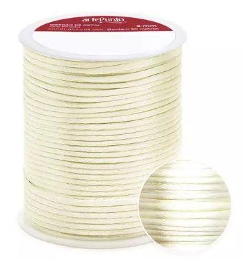 Imagem de Cordão de cetim 2mm artepunto cd001 cor 081 off white 50 mts