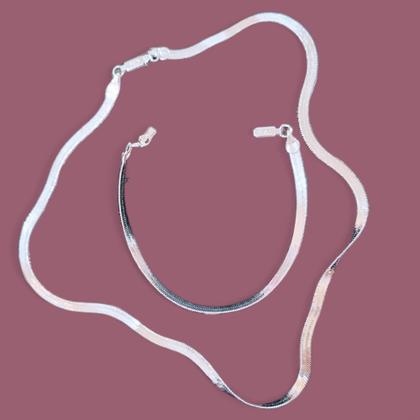 Imagem de Cordão de prata e pulseira /Prata 925 feminino -luxo!!!