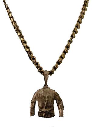 Imagem de Cordão Friso S 8Mm + Pingente Faixa Preta Banhado A Ouro 18K