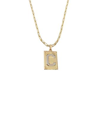 Imagem de Corrente Cordão Colar Masculino Feminino Pingente Top luxo letra inicial C Banhado em Ouro  18k.