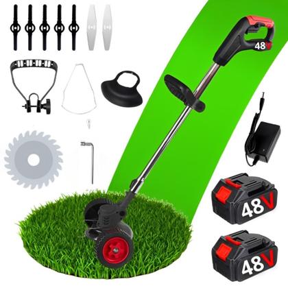 Imagem de Cortador De Grama Rocadeira Eletrica Com Rodas 2 Baterias 48v