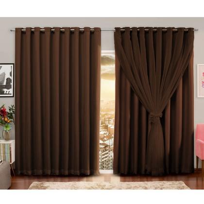 Imagem de Cortina Blackout Blecaute Corta Luz para Sala Quarto com Tecido Voil 2,80 M X 2,30 M