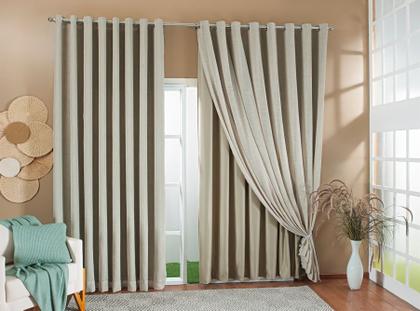 Imagem de Cortina Gaze De Linho Forro Blackout 10,00x2,50 Sala E Quarto Varias Cores