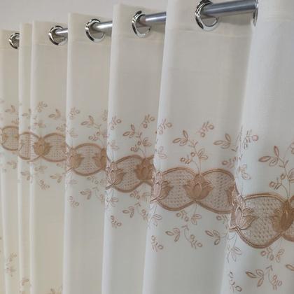Imagem de Cortina Luxuosa Bordado De Voil Guipir Com Forro Microfibra 3,00x1,80