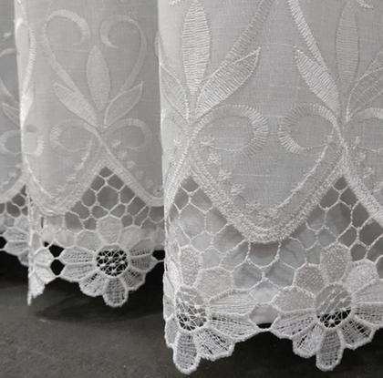 Imagem de Cortina Luxuosa De Voil Linho Bordado Guipir Com Forro Microfibra 6,00x2,60