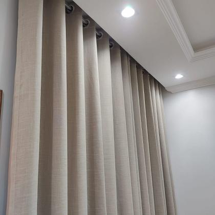 Imagem de Cortina Para Janela/Quarto/Sala Voil Gaze De Linho Com Forro Blackout Alto Padrão P/ Varão 4,00x2,50
