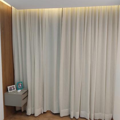 Imagem de Cortina Para Quarto/ Sala Trilho Suíço Duplo Linho+blackout 100% 10,00x2,90