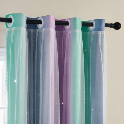 Imagem de Cortina XiDi Doble Capa Arcoíris Opaca con Estrellas