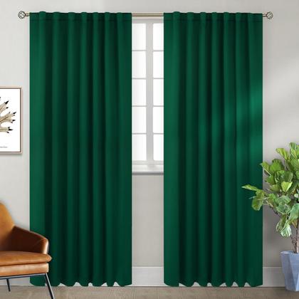 Imagem de Cortinas blackout BGment Wide Christmas Emerald 84 polegadas  bolso com haste e aba traseira, cortinas de escurecimento de ambiente com isolamento térmico para sala de estar, 70 x 84 polegadas, esmeralda, 2 painéis de janela