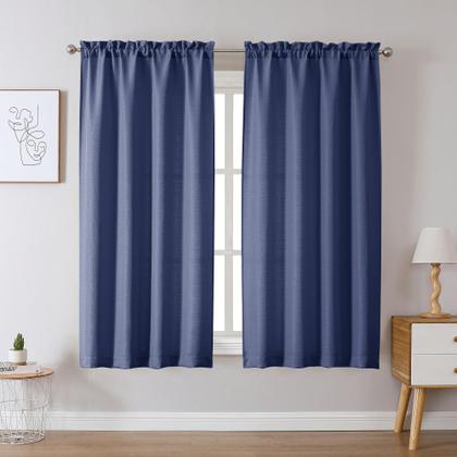Imagem de Cortinas Chyhomenyc Bennet Blue Faux Linen 114x115cm 2 painéis