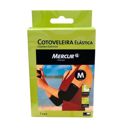 Imagem de Cotoveleira Mercur Elástica Tamanho M Preta 1 Par