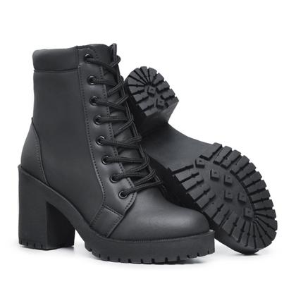 Imagem de Coturno Feminino Bota Blogueira Tratorado Confort Leve Macio