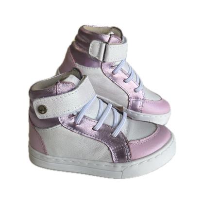 Imagem de Coturno Infantil Tututi Feminino Sneaker Couro Rosa Perolado