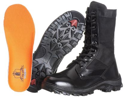 Imagem de Coturno Tático Militar, Couro E Lona Preta, C/ Zíper, Extra