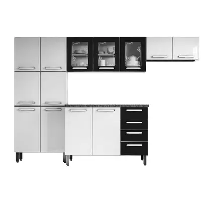 Imagem de Cozinha Bertolini Evidence New 04 peças 13 portas 04 gavetas em aço - Branco/Preto