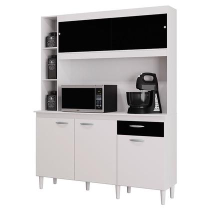 Imagem de Cozinha Kit Duda 140 cm Branco Preto - Poquema