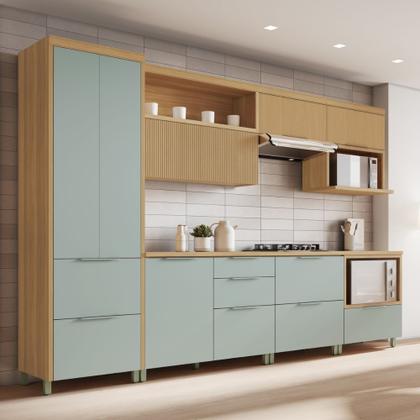 Imagem de Cozinha Modulada 7 Peças Ripado com Tampo MDF Marquesa Nesher