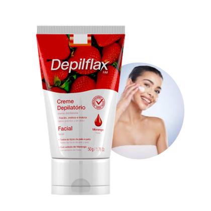 Imagem de Creme Depilação Facial Morango Depiltório Depilflax Indolor 50g