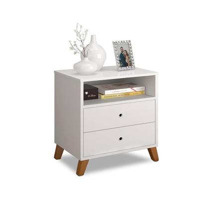 Imagem de Criado mesa de cabeceira 2 gavetas 1 nicho branco