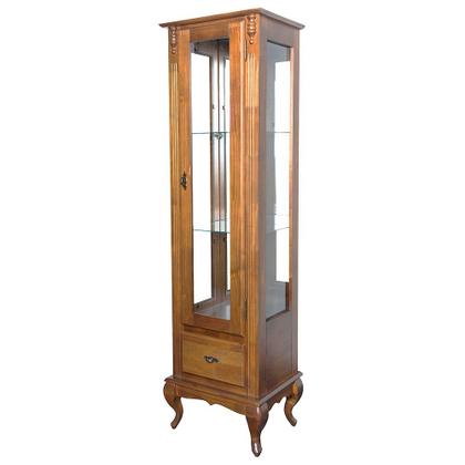 Imagem de Cristaleira de Vidro e Madeira Antique com 1 Porta 1 Gaveta e Espelho - 1079E