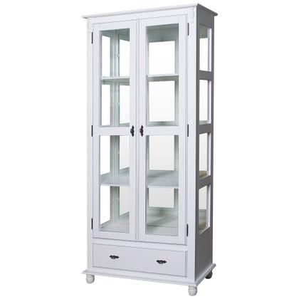 Imagem de Cristaleira de Vidro e Madeira Antique com 2 Portas 1 Gaveta e Espelho - 303E