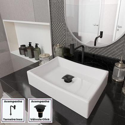 Imagem de Cuba Dalla Sobrepor com Válvula Click e Torneira Inox Black