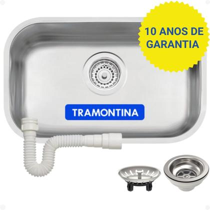 Imagem de Cuba De Cozinha Pia Inox Bojo Tramontina Lavínia Número 1 47x30x17 Escovado Fosco Linha Prime Luxo
