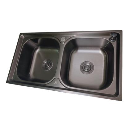 Imagem de Cuba Dupla Gourmet Cozinha Aço Inox 304 Preta 78x43cm
