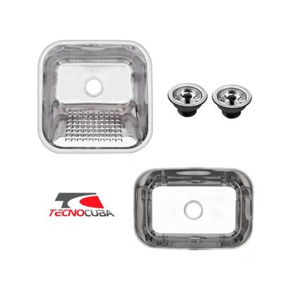 Imagem de Cuba Inox N1 46x30x14cm e Tanque Inox 40x34cm Aço 430 Tecnocuba com Válvula Gratuita 3 1/2