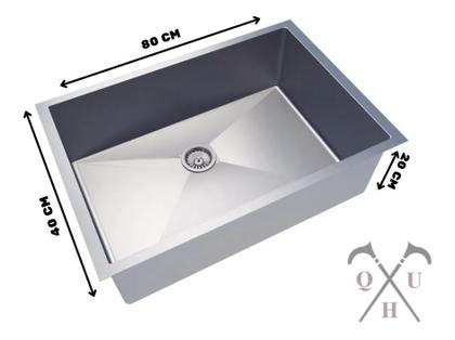 Imagem de Cuba Retangular Escovada Fosca Inox 80x40 Cozinha Luxo
