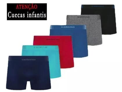 Imagem de Cueca Infantil Boxer Sem Costura Selene Kit Com 10 Cuecas