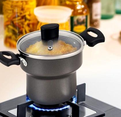 Imagem de Cuscuzeiro Antiaderente Com Tampa de Vidro - Cinza