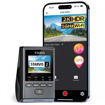 Imagem de Dash Cam VIOFO A119 Mini 2 STARVIS 2 Sensor 2K 60 fps para carro