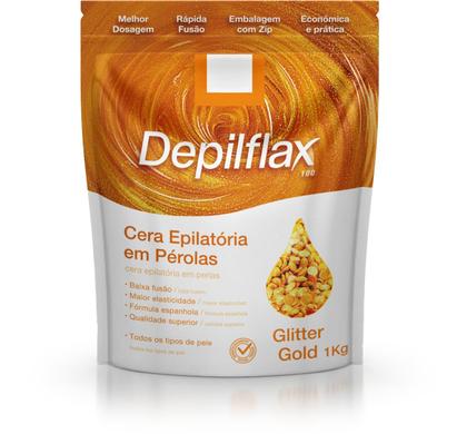 Imagem de Depilflax Cera Glitter Perolada Fórmula Espanhola Gold 1Kg