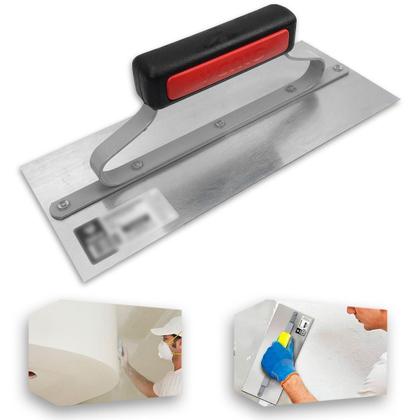 Imagem de Desempenadeira Lisa Galo 305/00 29x12cm Aço Temperado C/Cabo Fechado para Acabamentos de Massa Corrida Gesso e Texturas Profissional