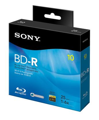 Imagem de Disco Blu-ray Sony 10BNR25RNS 6x 25GB - Pacote com 10 Unidades